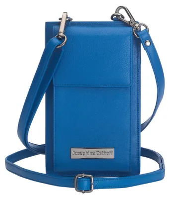 Produktbild von Josephine Osthoff Handy Umhängetasche mit Geldbörse, handgemacht aus 100% Echtleder, Clutch für Damen, RFID Schutz, Crossbody Schultergurt, 12 Kartenfächer