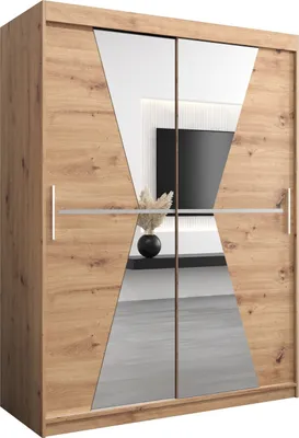 Produktbild von Kleiderschrank, Schiebetürenschrank Schlafzimmer, Schrank mit Spiegel MAROKO 150 cm