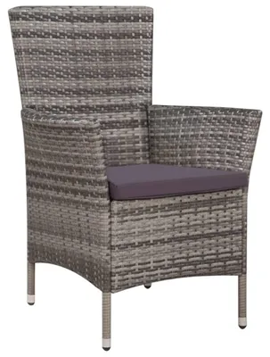Produktbild von vidaXL Gartenstuhl und Hocker mit Polstern Poly Rattan Grau