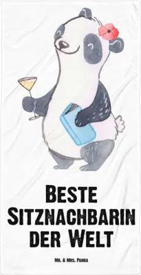 Produktbild von Mr. & Mrs. Panda Strandtuch Panda Beste Sitznachbarin der Welt - Weiß - Geschenk, Hochschule, Großes Badehandtuch, Seminar, Geschenkidee, Universität, Handtuch, Nachbarin