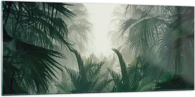 Produktbild von Bilder auf glas - Einteilig - Dschungel Blätter Palmen - 120x50cm - Glasbilder - Wandbilder - Bilder - zum Aufhängen bereit - Wanddekoration aus Glas - Glas Bilder - Wandbild auf Glas - GAB120x50-4504
