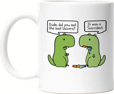 Produktbild von T-Rex frisst Einhorn Tasse Lustiges Dinosaurier Einhorn Dino Fun Geschenk Ironie Sarkasmus