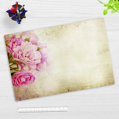 Produktbild von Schreibtischunterlage für Kinder und Erwachsene - Rosa Pfingstrosen Vintage - 60 x 40 cm - premium Vinyl -  Germany