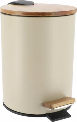 Produktbild von Tendance Badezimmereimer/Abfalleimer Bamboo vibe - soft close - creme - 3 Liter - Metall
