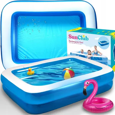 Produktbild von Kinder Aufblasbaren Pool Garten Grosse Familie Blau Rechteckig Xxl
