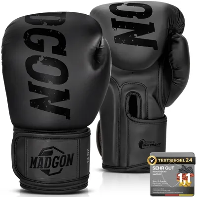 Obrázek produktu pro Rukavice na box pro muže a ženy s suchým zipem, kickboxovací rukavice vhodné pro Muay Thai, MMA a sparing. Boxerské rukavice z umělé kůže, dostupné ve velikostech 10, 12, 14 a 16 oz. Součástí balení je i vak. Velikost: [velikost]
