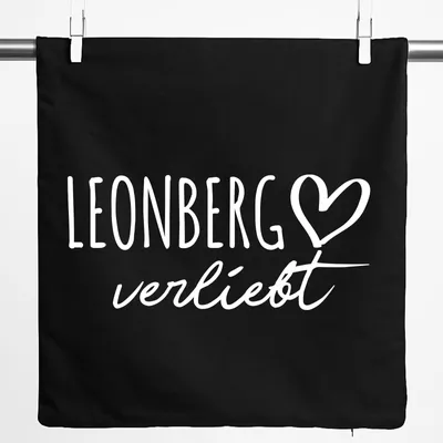 Produktbild von Huuraa Kissenbezug Leonberg verliebt 40x40cm Black Baumwolle Dekokissenbezug Geschenkidee