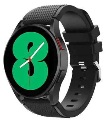 Produktbild von Strap-it Silikon-Armband - passend für Samsung Galaxy Watch 7 (40 & 44mm) / Galaxy Watch 6 (Classic) / Galaxy Watch 5 / Watch 5 Pro / Watch 4 (Classic) / Watch FE / Garmin Vivoactive 3/5 - passend für Galaxy Watch 4-5-6 alle Varianten - Schwarz
