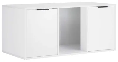 Obrázek produktu pro vidaXL Kočičí toaleta, bílá, 100 x 49 x 45 cm, materiál: dřevotříska