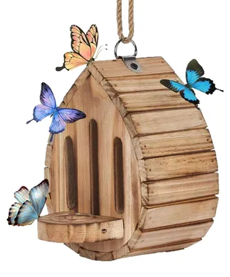 Produktbild von Schmetterlingshaus Garten - 19 x 13 x 9 cm - Holz Schmetterlingshotel - Insektenhotel als Gartendekoration - Für Schmetterlinge, Käfer und Marienkäfer