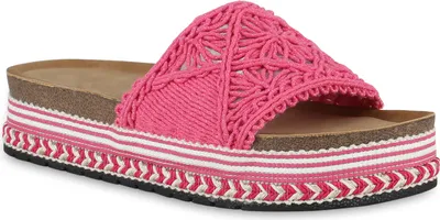 Produktbild von VAN HILL Damen Pantoletten Sandaletten Ethno Look Profil-Sohle Schuhe 840956, Farbe: Fuchsia, Größe: 38
