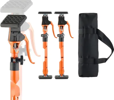 Zdjęcie produktu dla Podpora montażowa - Teleskopowa podpora sufitowa - Zestaw 2-częściowy - Regulowana wysokość 48-75 cm - Stal - Udźwig 100 kg - Obsługa jedną ręką - Do montażu płyt kartonowo-gipsowych, szafek i zabezpieczania ładunku