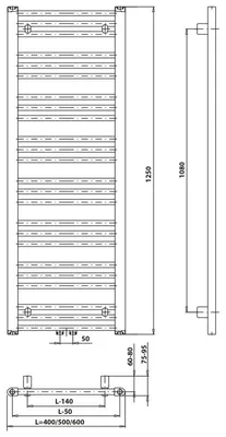 Obrázok produktu pre Bruckner ALBRECHT kúpeľňový radiátor 400 x 1250 mm, stredové pripojenie, chróm