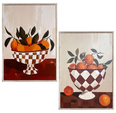 Produktbild von Holz Altarplatte mit Handgemalten Obstschalen 24 x 2 x 34 cm