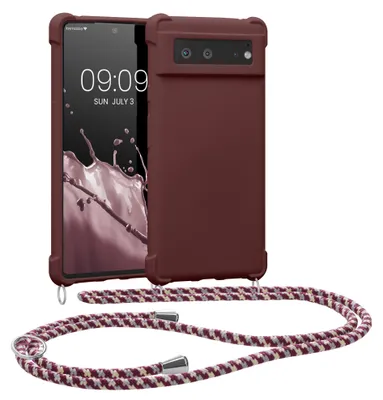 Produktbild von kwmobile Necklace Case kompatibel mit Google Pixel 6 Hülle - Cover mit Kordel zum Umhängen - Silikon Schutzhülle Bordeaux Violett