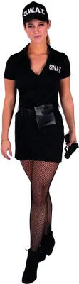 Produktbild von SWAT Lady S.W.A.T Spezialeinheit Damen Kleid Gürtel Kappe Karneval Kostüm 34-42