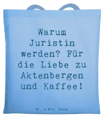 Produktbild von Mr. & Mrs. Panda canvas tasche Spruch Juristin Liebe - Sky Blue - Geschenk, Jutebeutel, Anwältin, Berufe, Gerechtigkeit, Geschenke für Berufstätige, Shopping, kreative