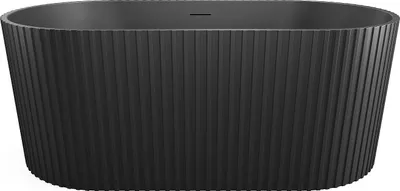 Produktbild von Freistehende gerillte Badewanne 170 x 80 x 58 cm Acryl Schwarz matt 230 L ALIENA