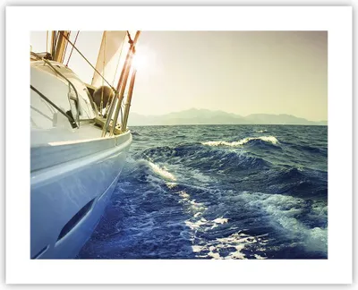 Produktbild von Poster - Poster ohne Rahmen - Yacht Segelboot Sonne - 50x40 cm - Wand Bild - Wanddeko - Wandbilder - Kunstposter - Wandposter - Bilder - Kunstdruck - Wanddekoration - Wandbild - P2XAA50x40-4138