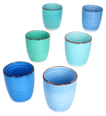 Produktbild von 6er Set Blue Mokkabecher ohne Henkel 150ml 6 Personen Matcha Tee Tasse Espresso