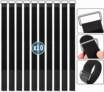 Produktbild von Klett-Kratzbänder 50 cm, Klettband 10 Stück, Kratzbänder 50 cm, wiederverwendbarer selbsthaftender Kabelbinder, verstellbarer Nylon-Kabelbinder, schwarz, WddnAot
