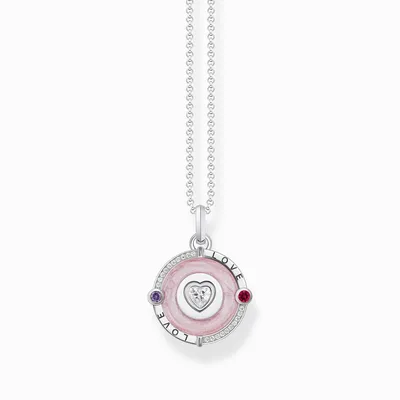 Immagine prodotto di Collana con ciondolo rosa e pietra d'argento a forma di cuore