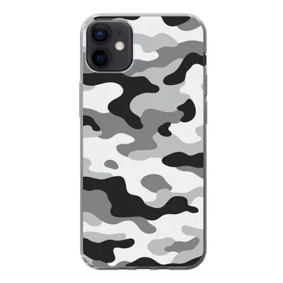 Produktbild von MuchoWow® Handyhülle Schutzhülle Hülle für iPhone 12 mini Schwarz-weißes Camouflage-Muster Silikon Softcase Handy Hülle - Bild