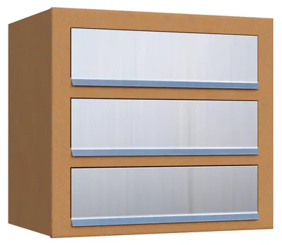 Produktbild von Wandbriefkasten Cube for Three in Rost mit Edelstahlklappe