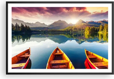 Produktbild von Gerahmtes Poster - Schwarzer Rahmen - See Natur - 91,5x61 cm - Wand Bild - Wanddeko - Wandbilder - Kunstposter - Wandposter - Bilderrahmen - Bilder - Kunstdruck - Wandbild - P2BAA91x61-3579