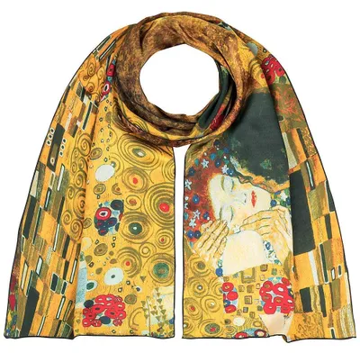 Produktbild von VON LILIENFELD Seidenschal Gustavt Klimt Der Kuss Damen Satin lang Motiv 172 x 4