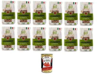 Produktbild von Armando La Pennetta Integrale Vollkorn, reich an Ballaststoffen 12x 500gr + Italian Gourmet polpa 400g