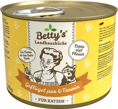 Produktbild von Bettys Landhausküche 6 x 200g Geflügel pur Katzenfutter