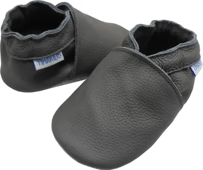 Produktbild von Yihakids Baby Krabbelschuhe Lauflernschuhe Lederpuschen aus echtem Leder Grau, Größe 19-20