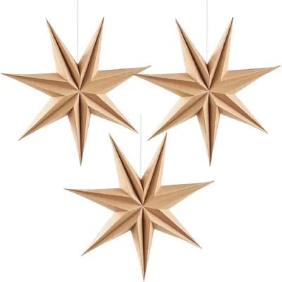 Immagine prodotto di Stelle di carta, 30 cm, 7 punte, verniciate a colori, set da 3, decorazioni natalizie