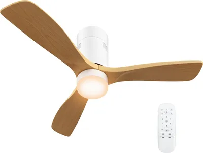 Zdjęcie produktu dla Wentylator sufitowy z oświetleniem i pilotem Lampa LED 117 cm z wentylatorem, 3 łopatki, odwracalny silnik prądu stałego, 3 kolory światła, 6 prędkości, timer do sypialni |