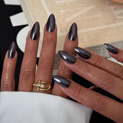 Produktbild von Künstliche Fingernägel zum Aufkleben Mandel French Tips Schwarz Aurora 24 Stück