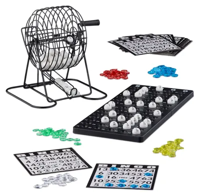 Image de Jeu de BINGO avec tambour - Aventure ludique pour toute la famille par Relaxdays - Idéal pour 2-5 joueurs - Fabriqué en métal/plastique de qualité - Version allemande