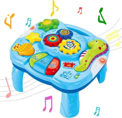 Produktbild von Hikeren Babyspielzeug,2 in 1 Musical Lerntisch , mit Lichtern, für Kleinkinder Kleinkind Jungen Mädchen ab 6 Monaten