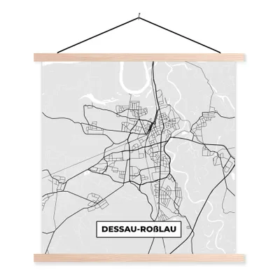 Produktbild von MuchoWow® Textilposter Deutschland - Karte - Dessau-Roẞlau - Stadtplan 40x40 cm mit holzfarbenen Rahmen - Posterleiste