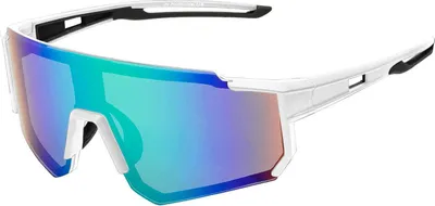 Produktbild von Uni Sonnenbrille 80er Fahrradbrille Sport Brille Retro verspiegelt Grün/Rot-Schwarz/Durchsichtig