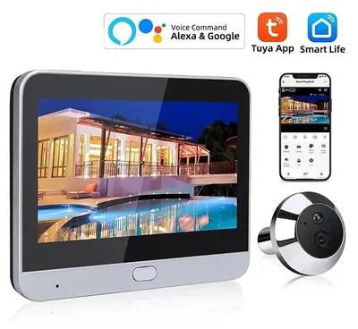 Produktbild von Digitaler Türspion - WLAN Video-Türklingel Kamera - 120° Weitwinkel - 1080P HD - Bewegungserkennung - Farbdisplay - Alarmfunktion - Silber