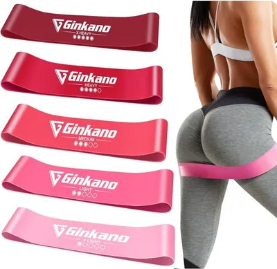Produktbild von Haquno Widerstandsbänder 5er Set Fitnessband Theraband mit Tragebeutel aus Naturlatex für Muskelaufbau Pilates Yoga - Rot, strapazierfähig und elastisch