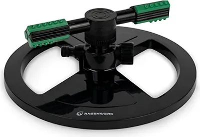 Produktbild von RASENWERK® - Kreisregner - Sprinkler Zweiarmig - 360 Grad Rasen Sprenger Rasensprenger - Zur Bewässerung im Garten - Für große und kleine Wiesen Flächen