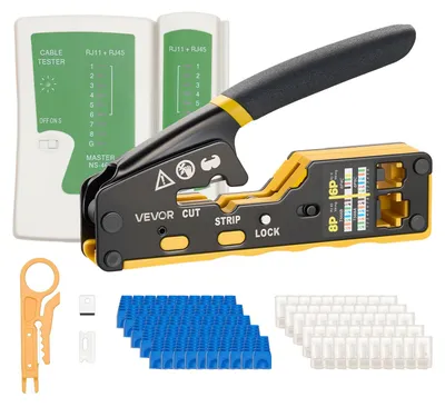 Produktbild von VEVOR Crimpzange, 2,5-6 mm² Ratschen-Solarstecker-Crimpwerkzeug-Set, klare metrische & AWG-Markierungen, mit 10 Paar Solarsteckern, 10 Paar Kabelsteckern, Schraubenschlüsseln und einem Aufbewahrungskoffer
