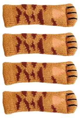 Produktbild von 4er-Set Stuhlbeinüberzüge in Katzenpfotenform, gestrickte Möbelfüße, Bodenschoner, rutschfest, kratzfest, geräuschdämmend, für Hartholzböden