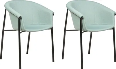 Produktbild von BELIANI Esszimmerstuhl 2er Set Mintgrün Stoff mit Schwarzen Metallbeinen Retro-Design Polsterstuhl Wohnzimmer Essbereich Flur Diele Ausstattung Möbel