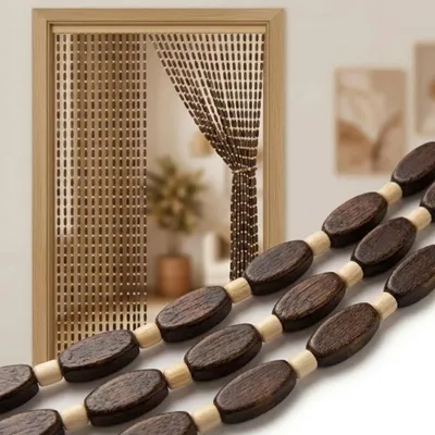 Zdjęcie produktu dla Zasłona bambusowa, zasłona drzwiowa, 60x180 - 120x220 cm, zasłona z drewnianych koralików