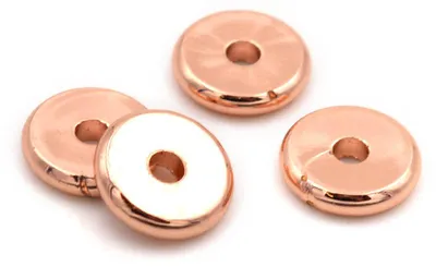 Produktbild von Vintageparts Zwischenperlen flach Roségold Beschichtung Messing 8 mm für Armbänder, 4 Stück
