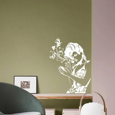 Produktbild von Wandtattoo - Wandaufkleber - Wandtattoo "Glamour Woman" - 62cm x 42cm Weiß - Dekoration Küche Wohnzimmer Wand