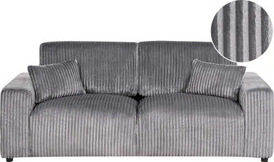Produktbild von BELIANI Sofa Grau Cord Jumbo Cord 3- Sitzer Bequemes Wohnzimmer Modern Retro